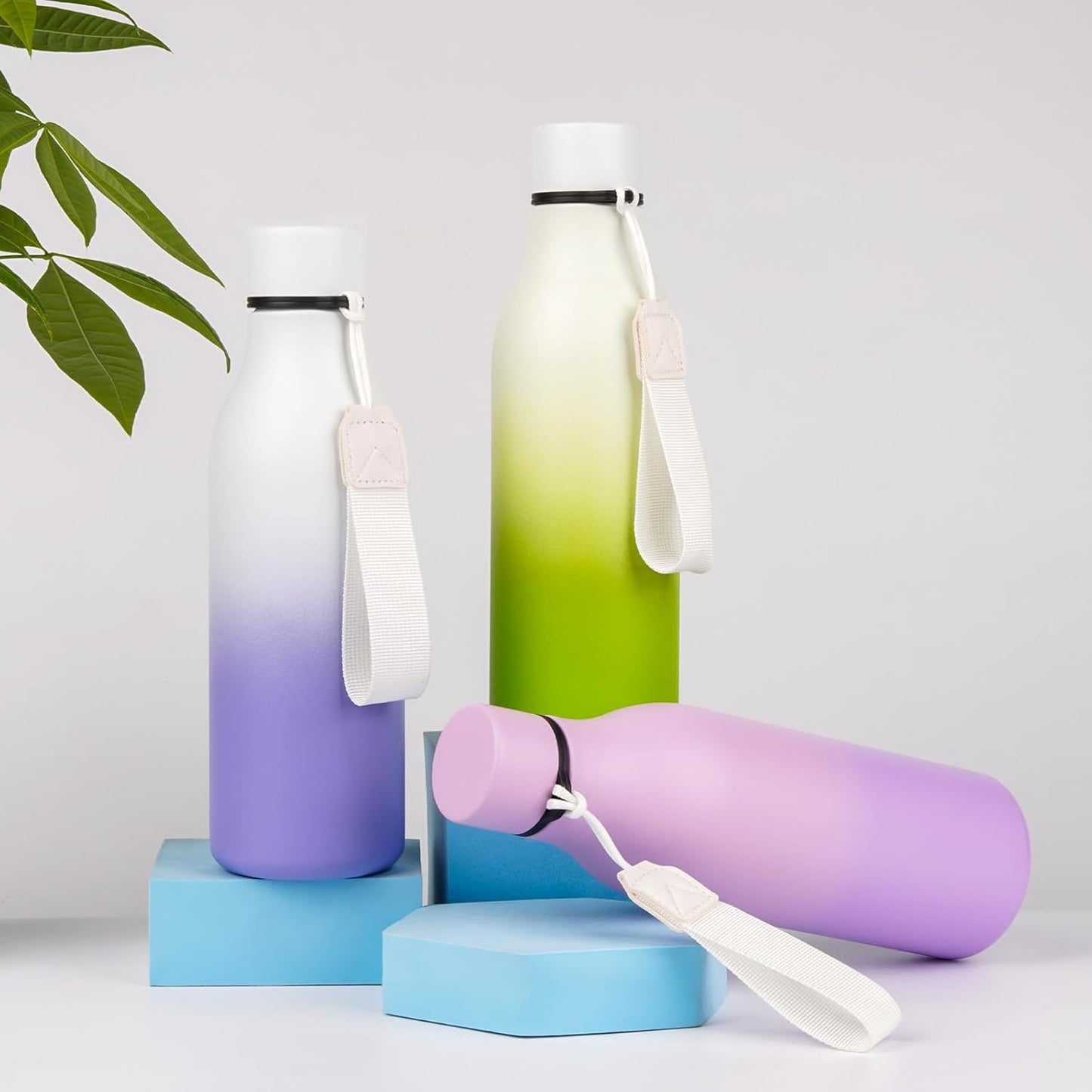 BJPKPK Insulated Water Bottles, 25 oz Stainless Steel Metal Water Bottle with Strap, BPA Free Leak Proof Thermos, Mugs, Flasks, Reusable Water Bottle for Sports & Travel, Lilac Elegance