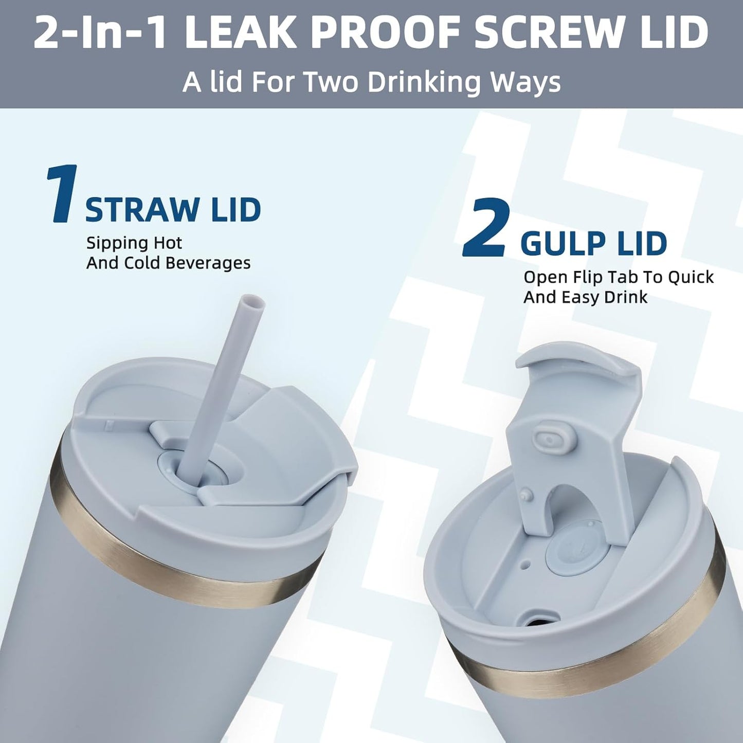 BJPKPK 30oz Stainless Steel Insulated Tumbler With lid And Straw Travel Coffee Thermal Tumblers Cup For Women And Men,Modern Blue