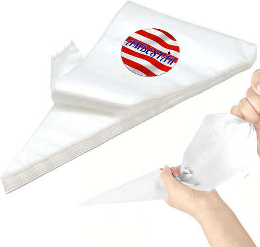 25 Inch Extra Large Piping Bags, AMBESTAR 100 Pieces Thick Disposable Anti Burst Icing Bags, Heavy Duty Icing Piping Bags Chocolate Royal Cupcake Cream Frosting Decorating Baking Supplies