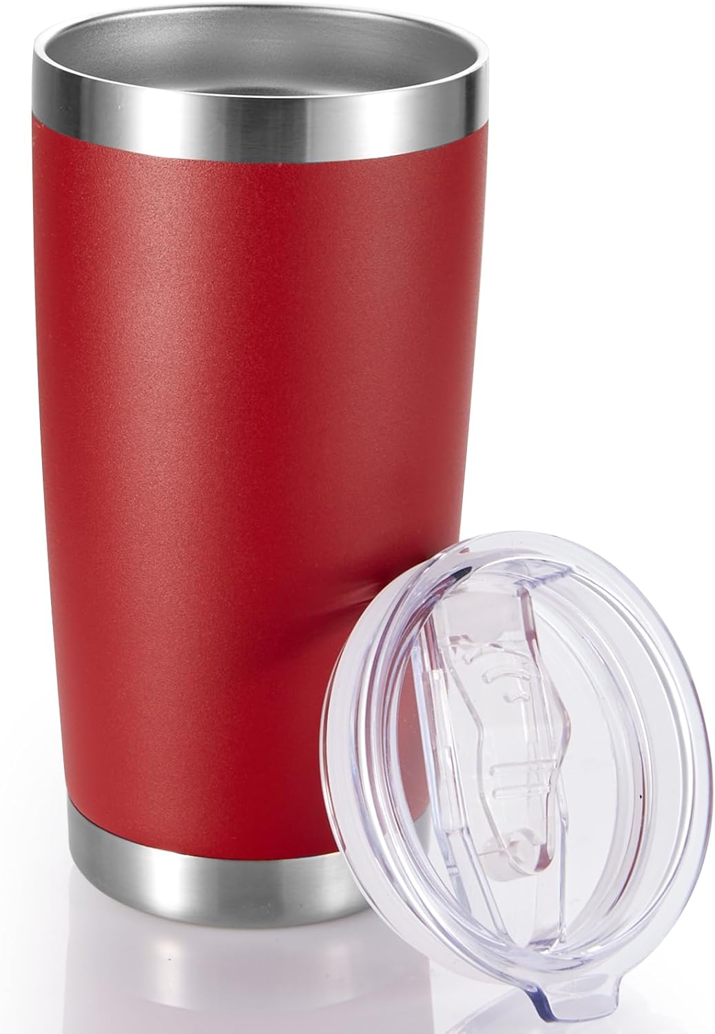 20 oz Tumbler Stainless Steel Tumblers with Lid Double Wall Vacuum Insulated Coffee Mug 20oz Powder Coated Cup for Hot and Cold Drinks, Red, 1 pack