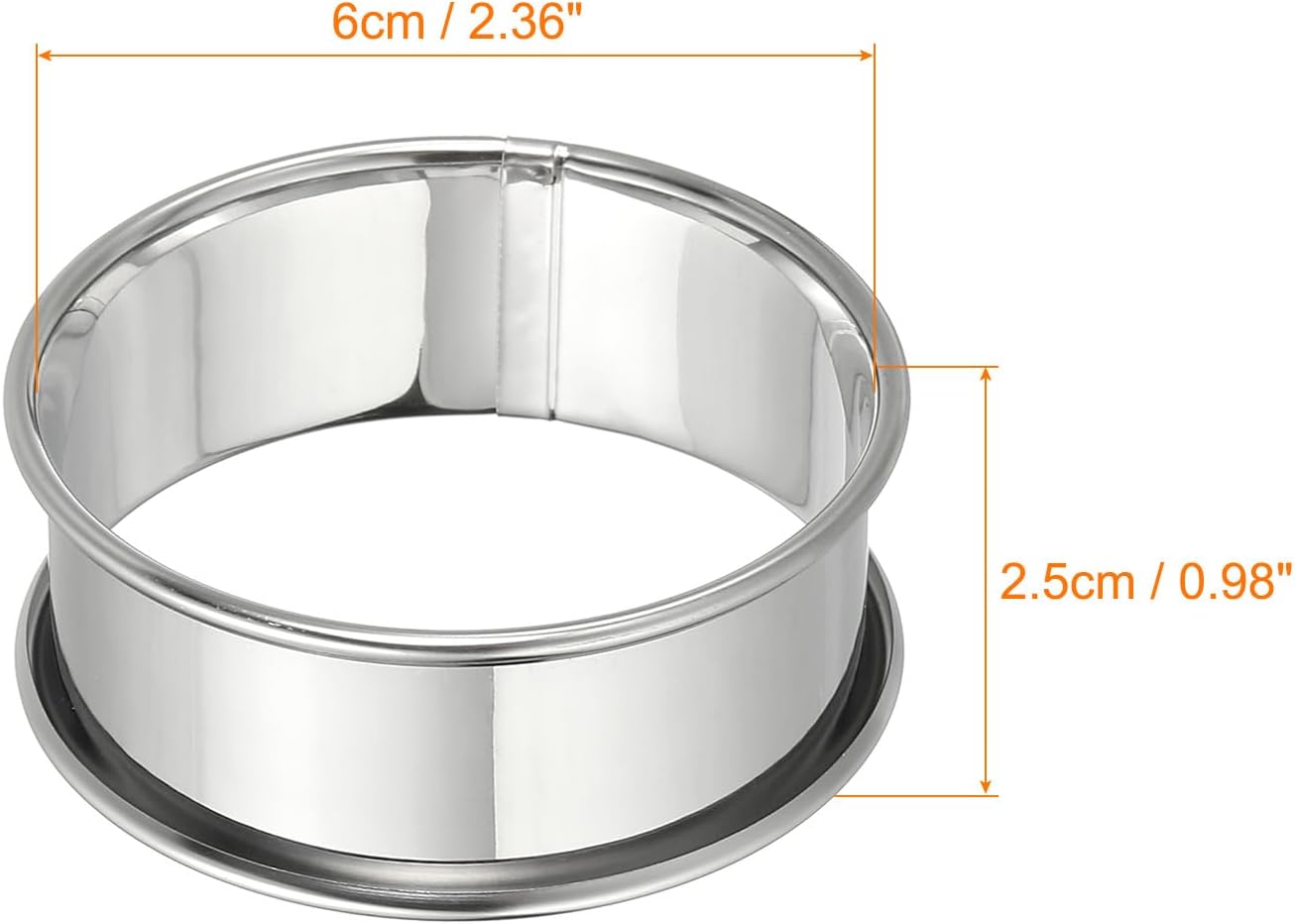 HARFINGTON 8pcs Crumpet Rings 2.36" Nonstick Round Cake Ring Stainless Steel Double Rolled English Pastry Rings for Kitchen Baking Crumpet Dessert, Silver