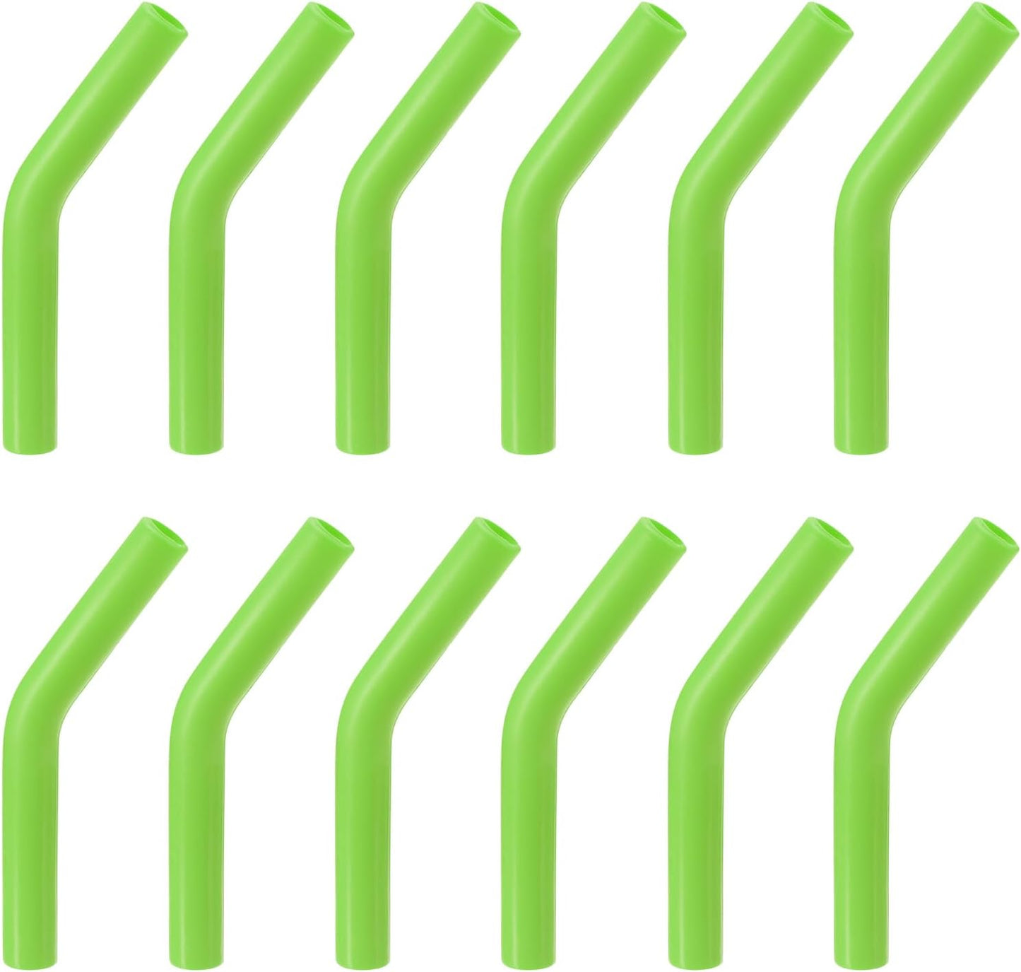 uxcell 12pcs Silicone Straw Tips, Silicone Straw Elbows Tip, Soft Reusable Metal Straw Covers Fit for 8mm/0.31" OD Stainless Steel Straws, Green