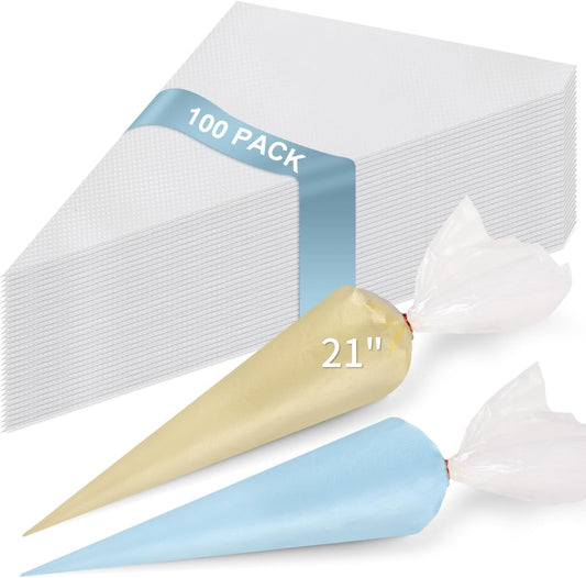 18/21/24 Inch Extra Large Piping Bags Disposable, 100 Pieces Icing Bags, Tipless Piping Bags, Thickened Pastry Bags, Non-Slip & Anti-Burst, Frosting Piping Bags for Cakes Cookies Decoration