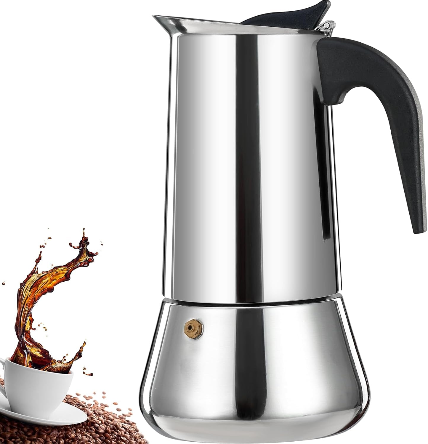 12 Cup Stovetop Espresso Maker Stainless Steel Moka Pot Stove Top Percolator Italian Coffee Makers Capable Mocha Greca Machine Cafe Classic Induction Cookers for Home and Camping 600ml 20oz