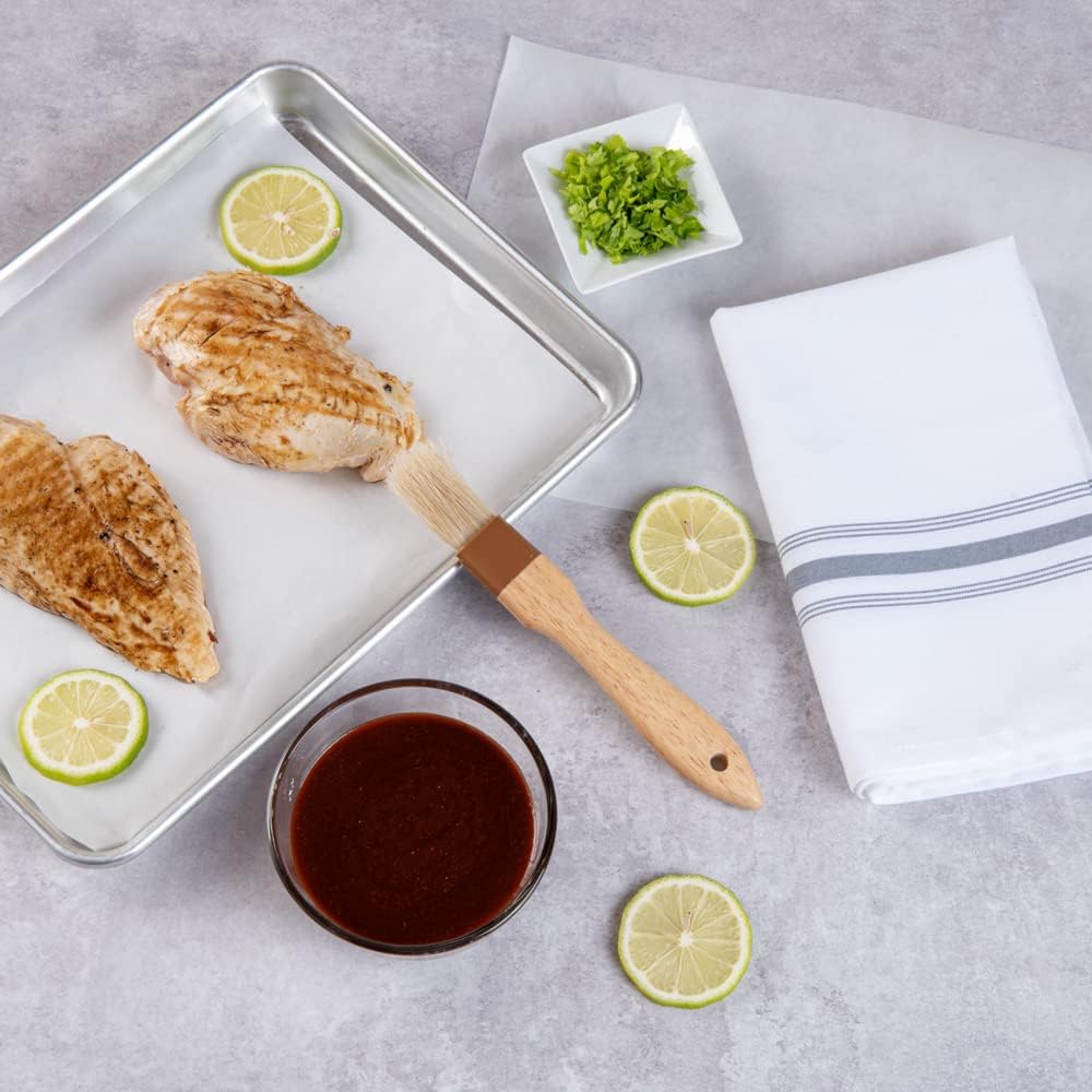 Restaurantware Pastry Tek 8.4 Inches Buttering Brush 1 Boar Bristles Pastry Brush - Hardwood Handle Built-In Hanging Hole Wood Basting Brush Sturdy Ferrule For Glazing And Basting