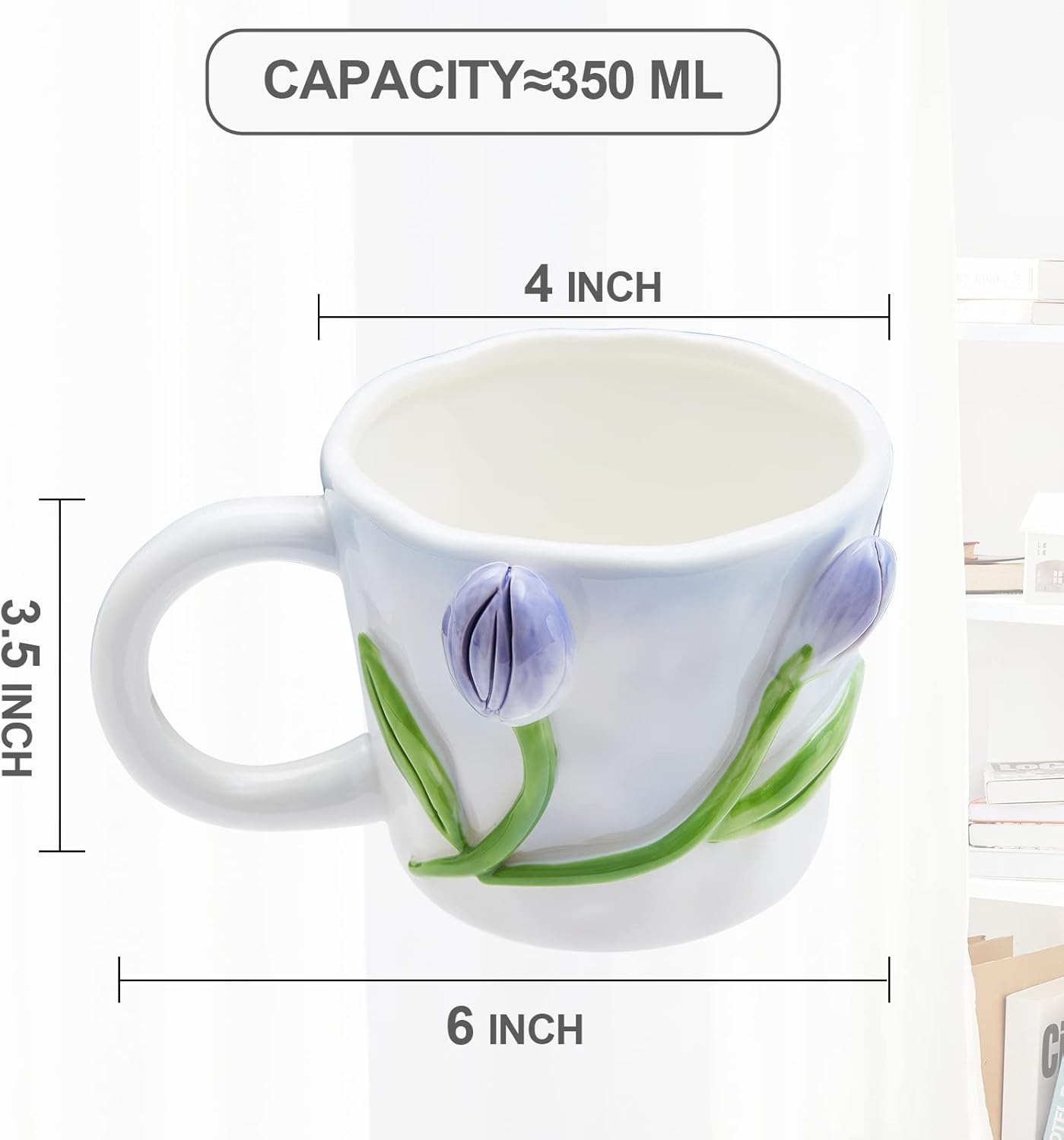 3D Flower Coffee Mug Lily of the Valley Ceramic Cup,12 oz Cute Handmade Mugs,Christmas Birthday Surprise for Friends Family or Flower Lovers (Pink Lily of the Valley)