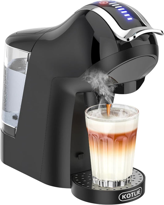 Hot&Cold brewing Single Serve Coffee Maker for K*eurig K*cup, Small Espresso Coffee Machine for D*olce G*usto/N*es Original/Ground Coffee/44mm ESE, adjustable TEMP&Water Volume, 1LRemovable Reservoir