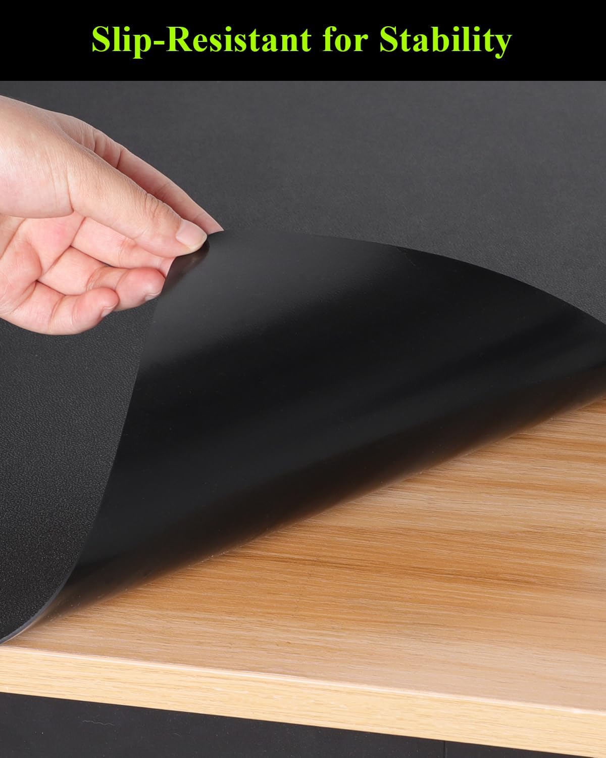 Black Plastic Table Cover Protector, 42" x 60" Waterproof Easy Flat PVC Desk Pad Mat, 1.5mm Thick Rectangle Vinyl Table Top Protector for Dining Room Table, Office, Dresser