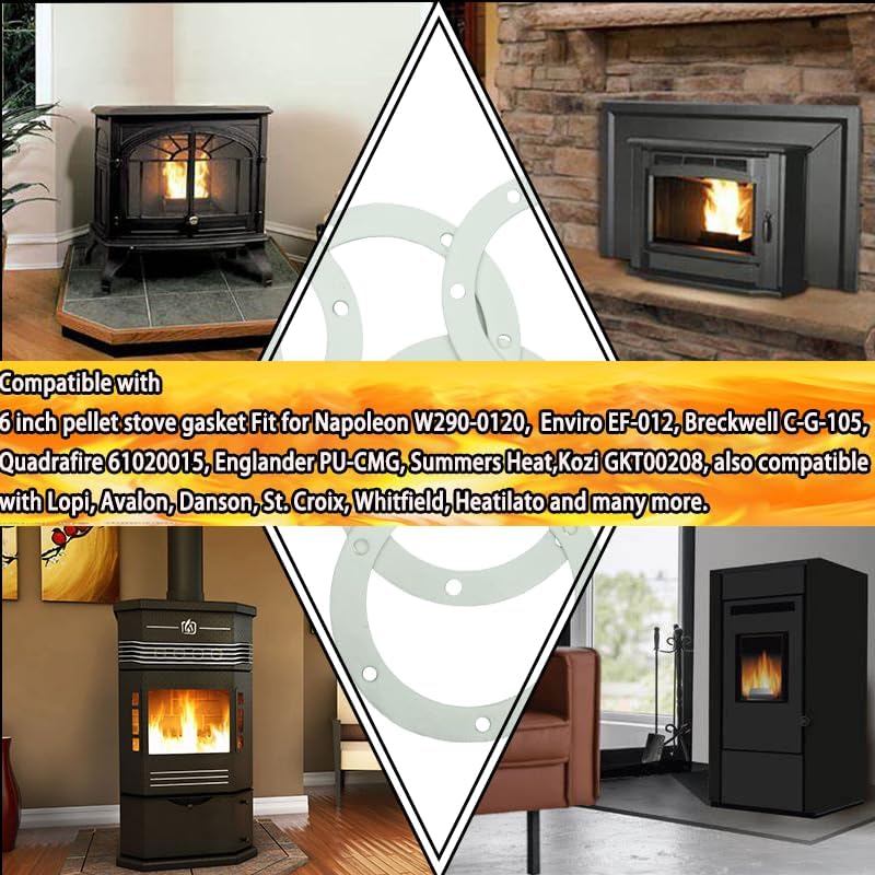 6" Pellet Stove White Gasket for Combustion Exhaust Fan Mounting Blower to Housing Seal with 100's and Most Pellet Stoves 2100J MAR60487（5/Pack）