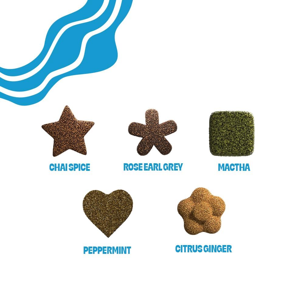 Tea Drops Sampler Box 25 Count | Organic Dissolvable Loose Leaf Tea | Iced or Hot | On-The-Go Naturally Sweetened Organic Chai, Rose Earl Grey, Citrus Ginger, Peppermint, Matcha | 25 Servings - 5 Per Flavor