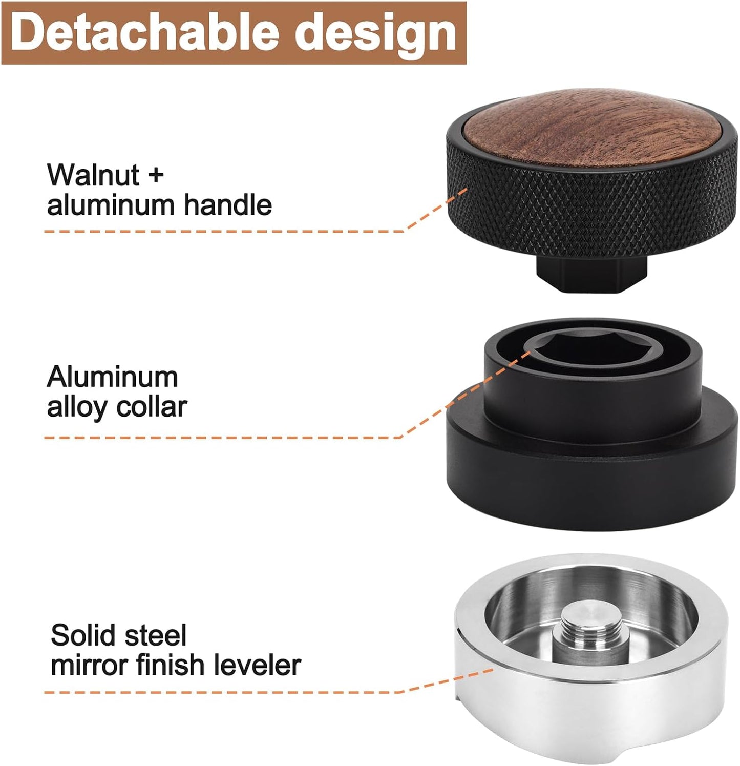 51mm Coffee Distributor and Tamper, Dual Head Espresso Tool with Adjustable Depth - Professional Coffee Leveler and Hand Tamper for 51mm Portafilters, Barista-Grade Espresso Accessory (51mm)