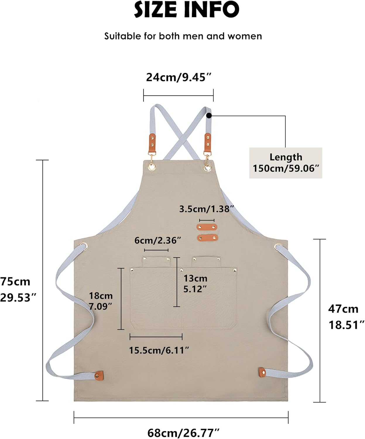 Lisianthus 2 Pack Adjustable Bib Aprons for Women with Pockets, Men's Kitchen Cooking Apron