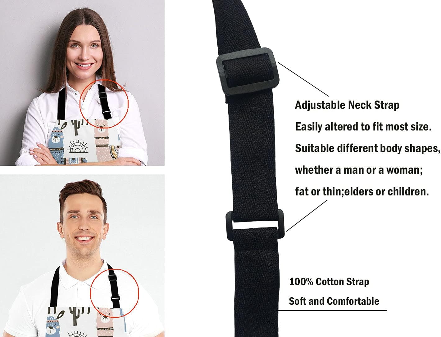 llama Kitchen Cooking BBQ Chef Apron, Cute Animal Alpaca with Cactus Apron for Men, Women - Dad Gifts, Gifts for Men - Birthday, Mothers Day Gifts for Mom, Wife, Husband, Brother, Friends