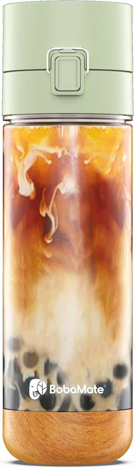 BobaMate® 25 oz Reusable Boba Cup & Tumbler with Lid, Straw, & Handle – Iced Coffee, Smoothie, Iced Matcha Cup – Spill-Proof, Shatter-Resistant, BPA-Free – Honeydew