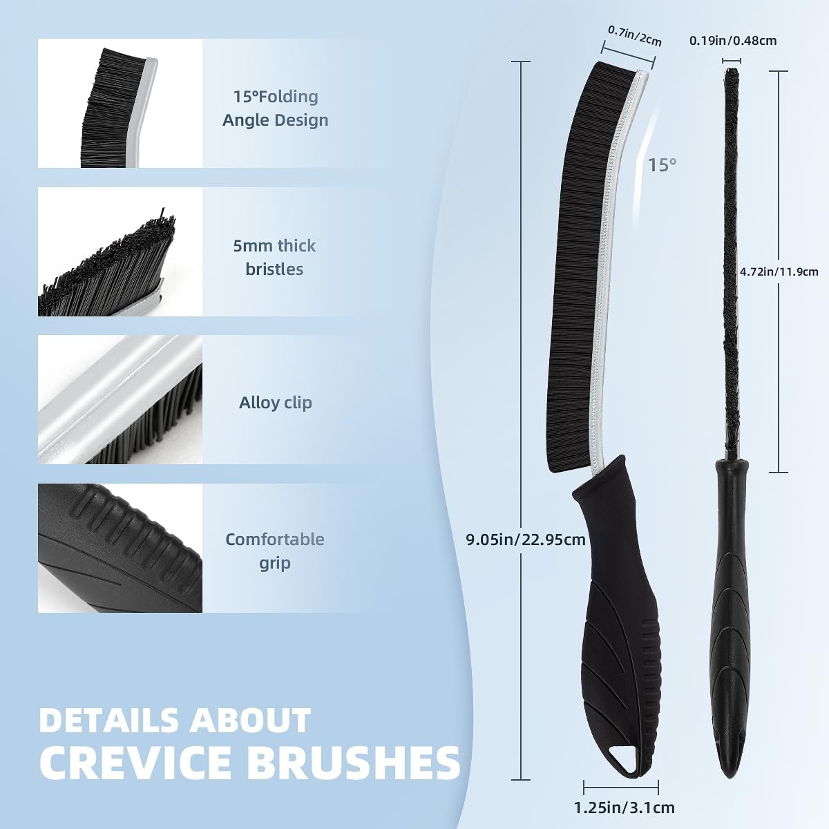 Hard Bristle Crevice Cleaning Brush-Thin Gap Scrub Brush, Small Cleaning Brush, Grout Brush, Kitchen Brush, Cleaning Tools for Toilet, Bathroom, Sink, Home, Household, Window (6, Black)