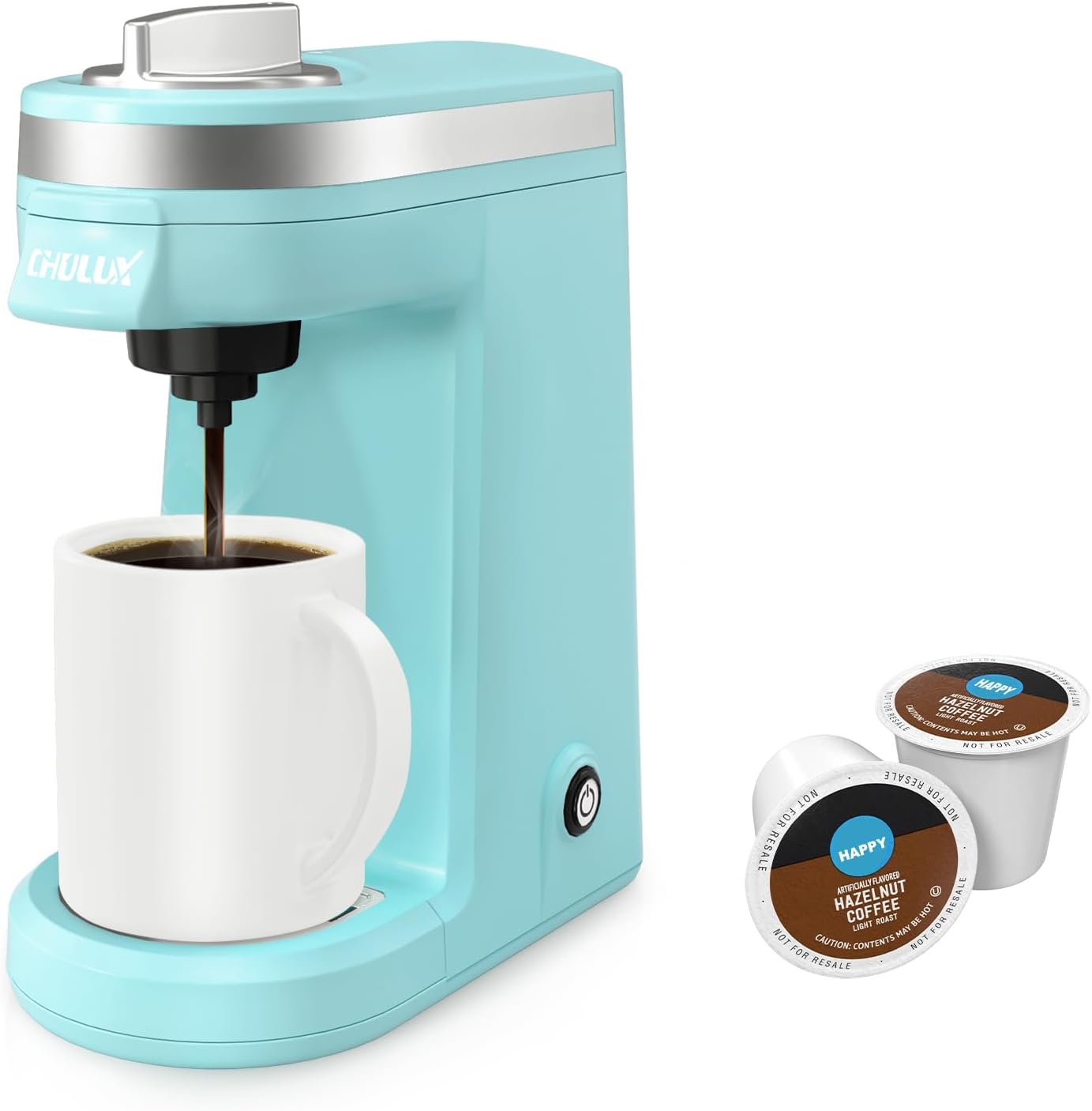 CHULUX Mini Coffee Maker for K Capsule, Single Serve Coffee Maker for One Cup Americano, Lightweight Pod Coffee Machine, Aqua