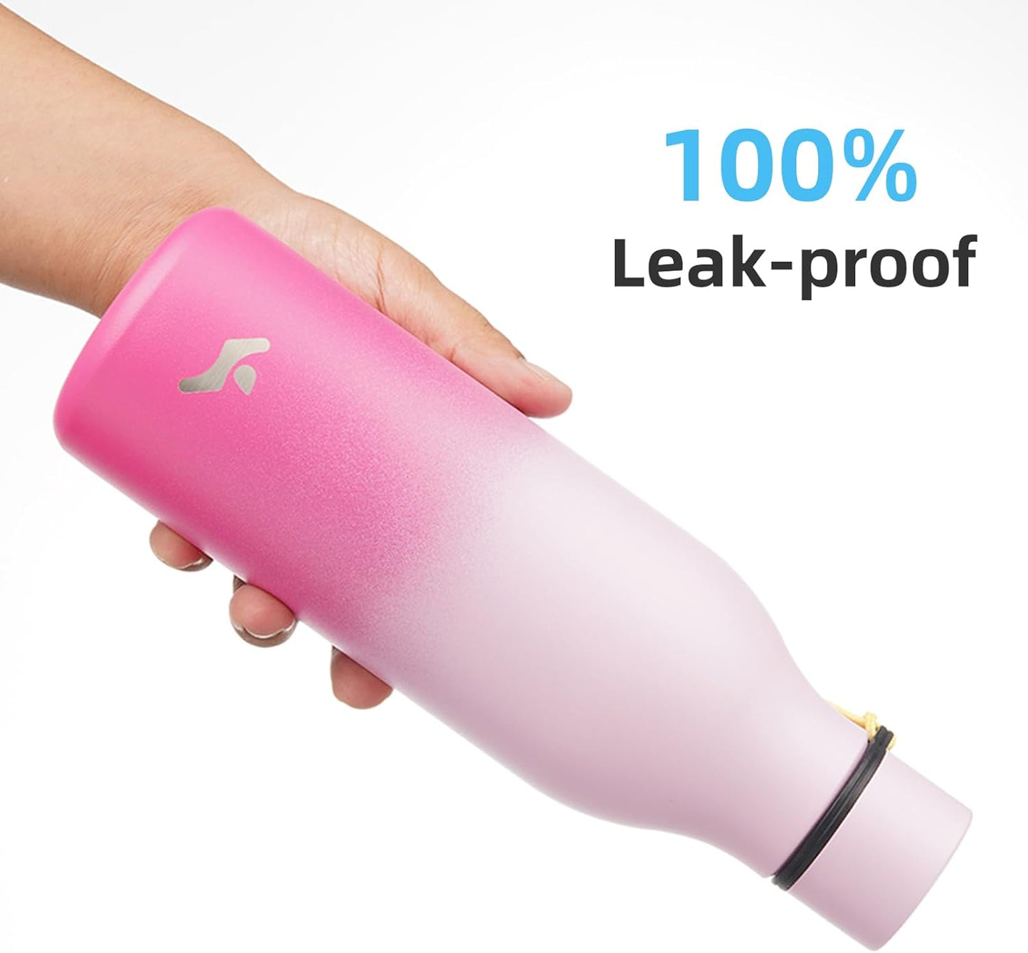 Insulated Water Bottle with Strap,18 oz Double Wall Stainless Steel Vacuum Bottles Metal Water Flask,Cherry