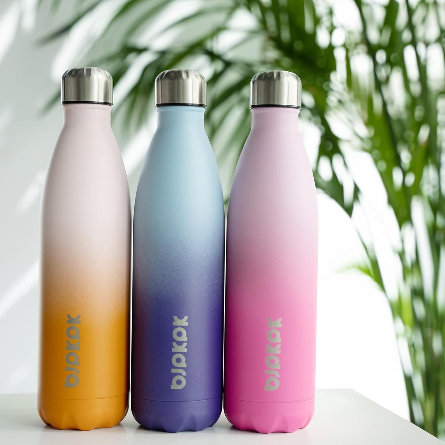 BJPKPK 25oz Insulated Stainless Steel Water Bottles,Sports Water Bottles Keep Cold for 24 Hours and Hot for 12 Hours,Pink