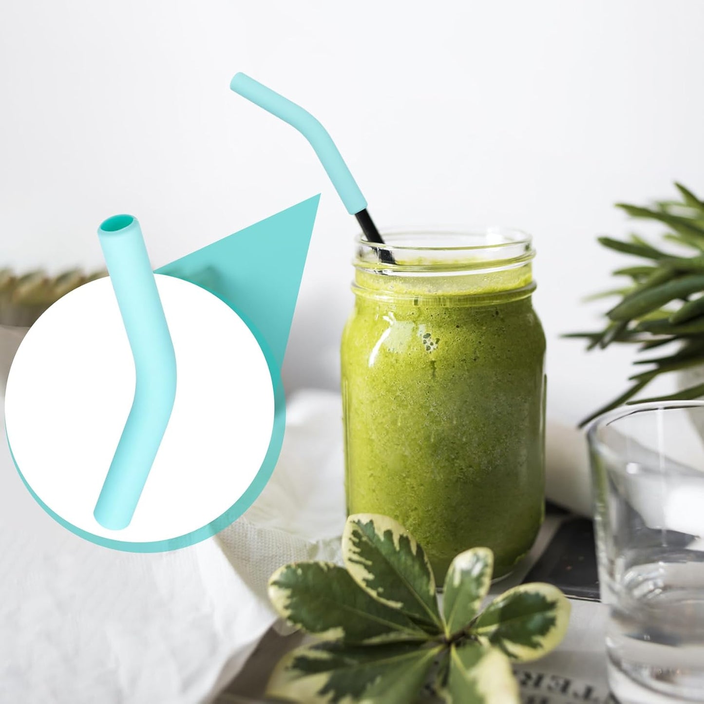 6pcs Food-Grade Silicone Straw Tips, Reusable Metal Straw Elbows Tips, Temperature Resistant Rubber Straw Covers Replacement Tip for 5/16" Stainless Steel Straws - Green