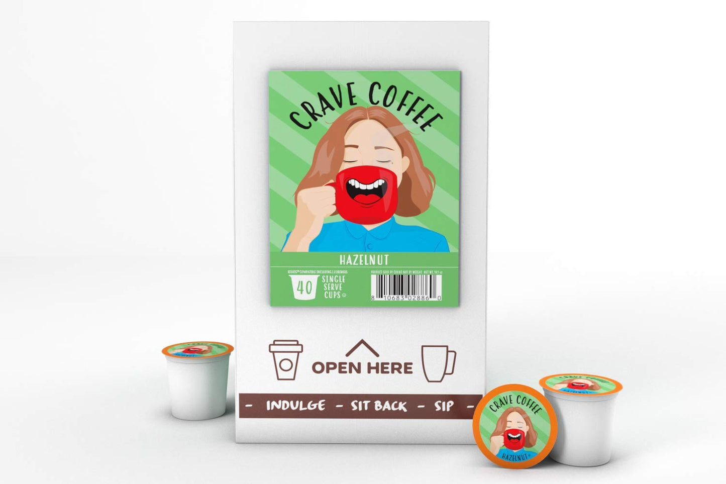Crave Beverages Flavored Pods Compatible with 2 K-Cup Brewers, Hazelnut, 40 Count