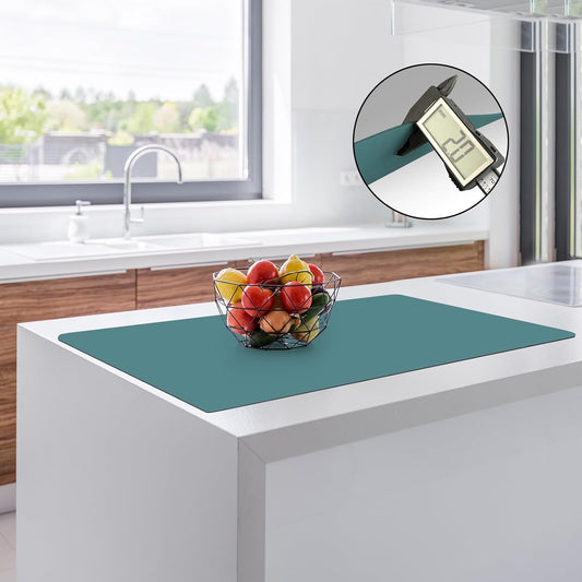 2MM Thick Silicone Countertop Mat, 35.4"x 23.6" Silicone Mats for Kitchen Counter, Nonslip Heat Resistant Mat, Large Kitchen Counter Mats, Waterproof Countertop Protector, Dark Green
