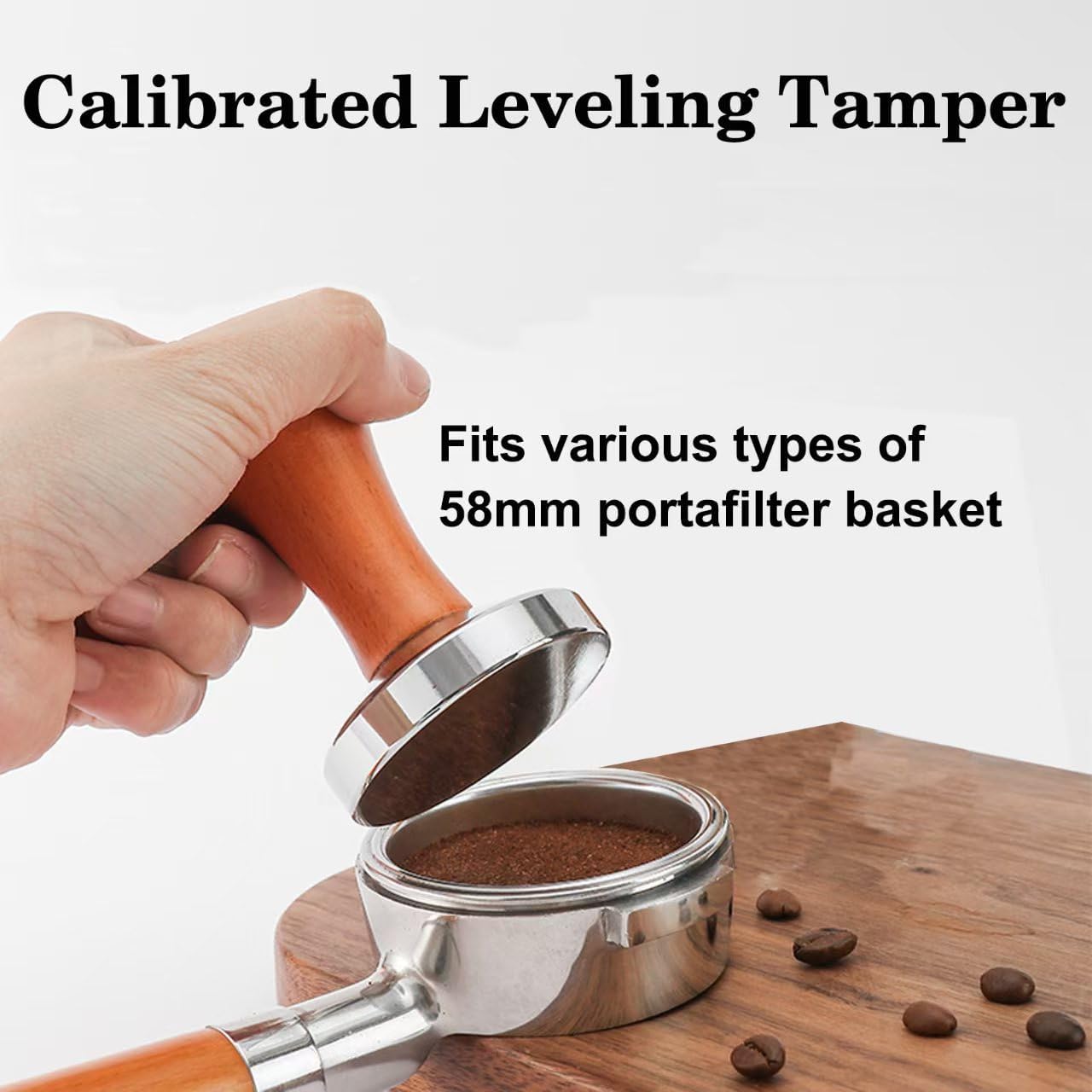 58mm Espresso Accessories Kit,Wdt Tool Espresso,Solid Espresso Tamper,Coffee Puck Screen and Dosing Funnel,Silicone Tamper Mat,0.4mm Stainless Steel 6pin Espresso Stirrer,Barista Tools Espresso Kit