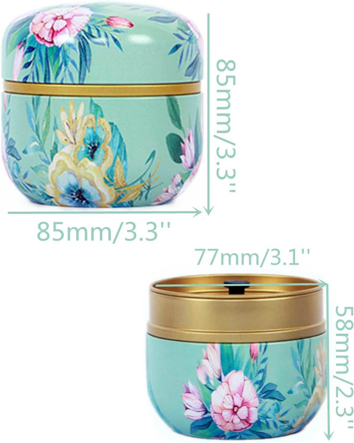 HAN SHENG 6 Pcs Airtight Tea Storage Tins 10 OZ, Vintage Style Food Containers for Loose Leaf Tea & Herbs, Coffee Beans, Spices, Sugar - Floral Embossed Design
