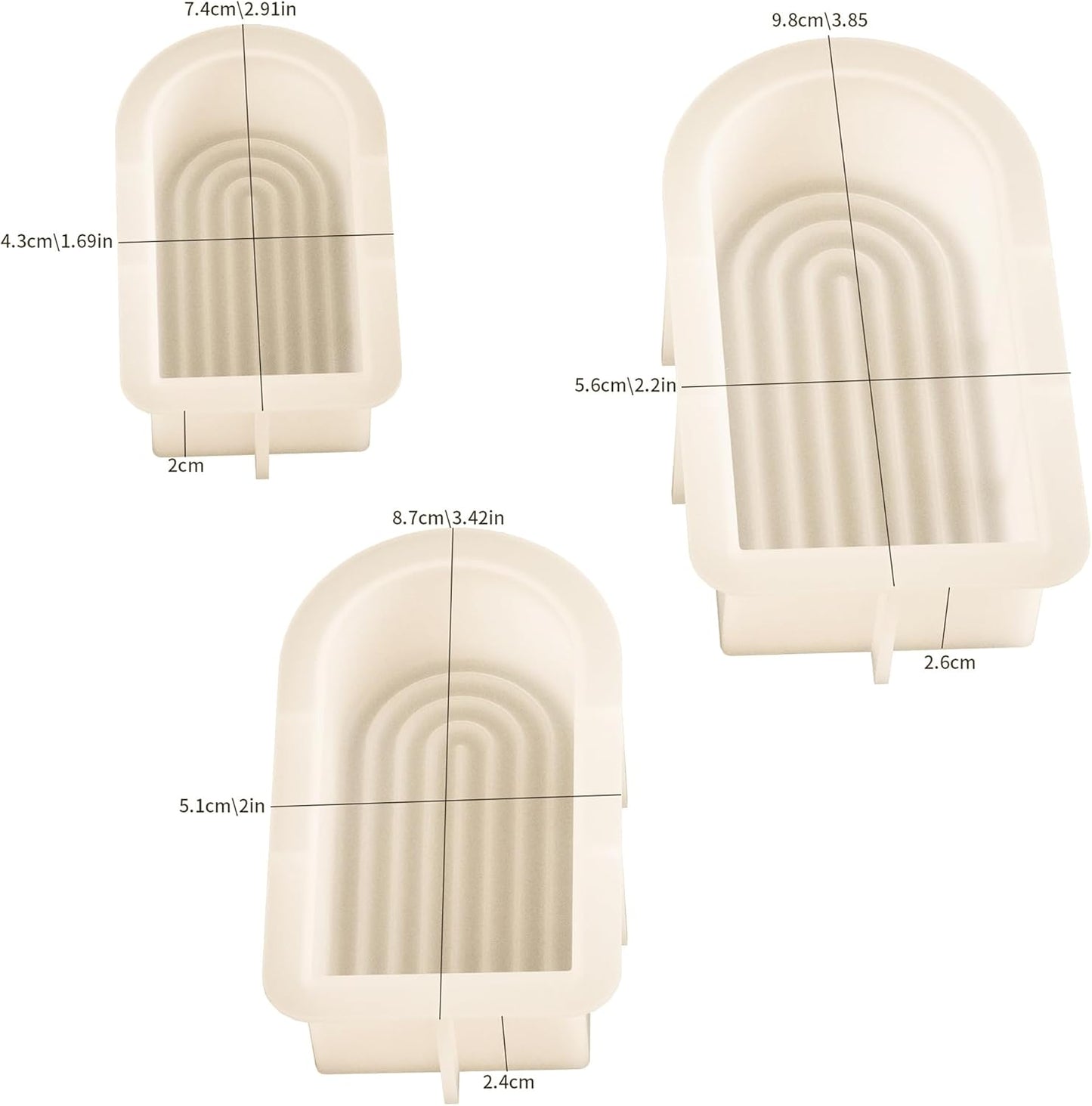 3 Pack Deep Resin Mold Arch Rectangle Door Candle Silicone 3D Animal Candle Making Molds