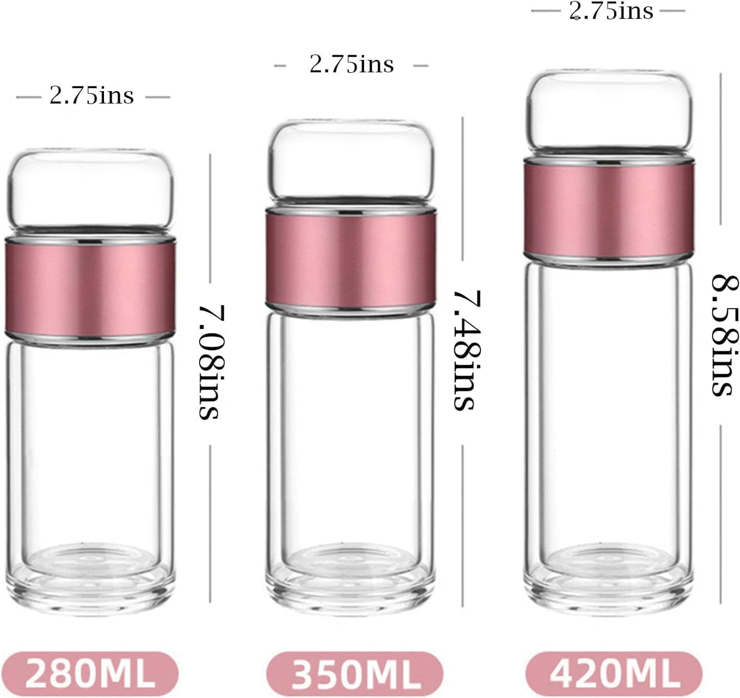 2025 New Tryteava Glass Infuser, Teava 3-In-1 Smart Tea Infuser with Cup Brush, Double-Layer Borosilicate Glass Tryteava Tea infusers Separation Cup (Black, 280ml (9.5oz))