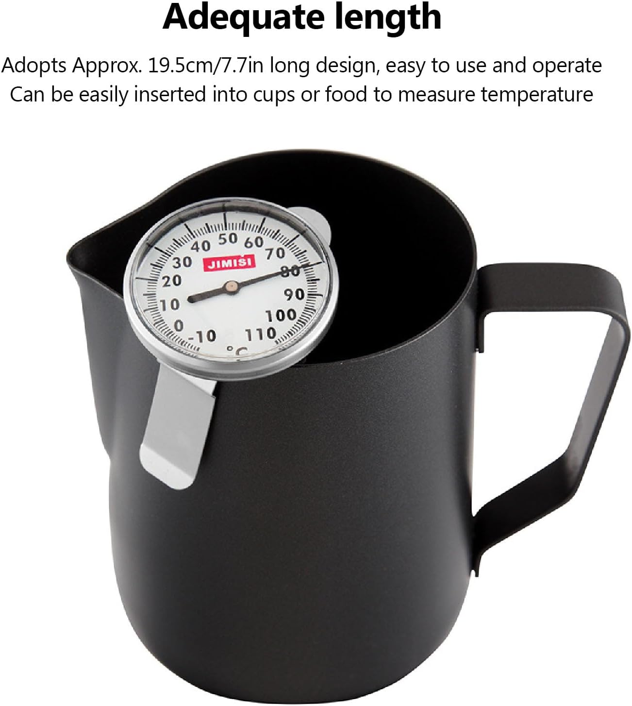 7.7 Inch Milk Thermometer for Steaming Milk, Water Milk Coffee Liquid Thermometer, Professional High Accuracy Stainless Steel Dial Thermometer for Coffee Drinks Chocolate Milk