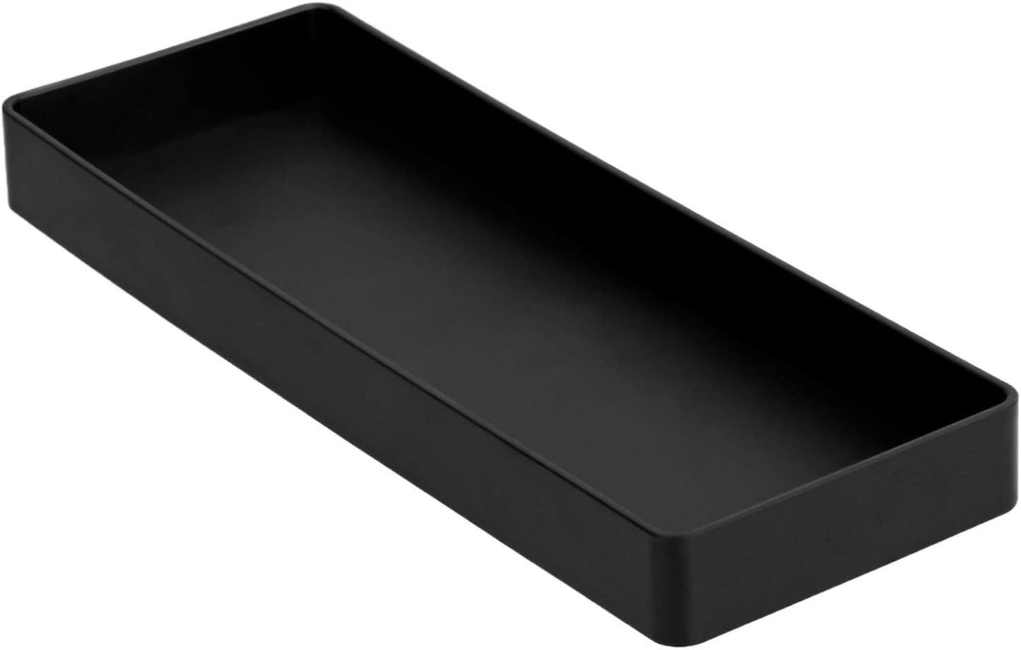 Amazon Basics Rectangular Plastic Desk Organizer, Half Accessory Tray, 9.4" x 3.3" x 1", Black