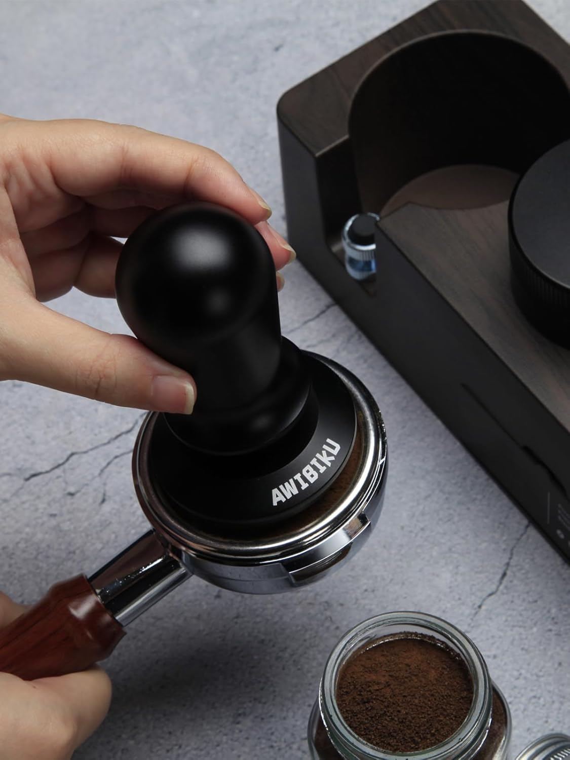 53.3mm Espresso Accessories，53.3mm Espresso Tamper Tools, Spring-Loaded Coffee Tamper, Coffee Distributorr, Puck Screen, Anti Slip Mats Coffee Tamper for 54mm Portafilter