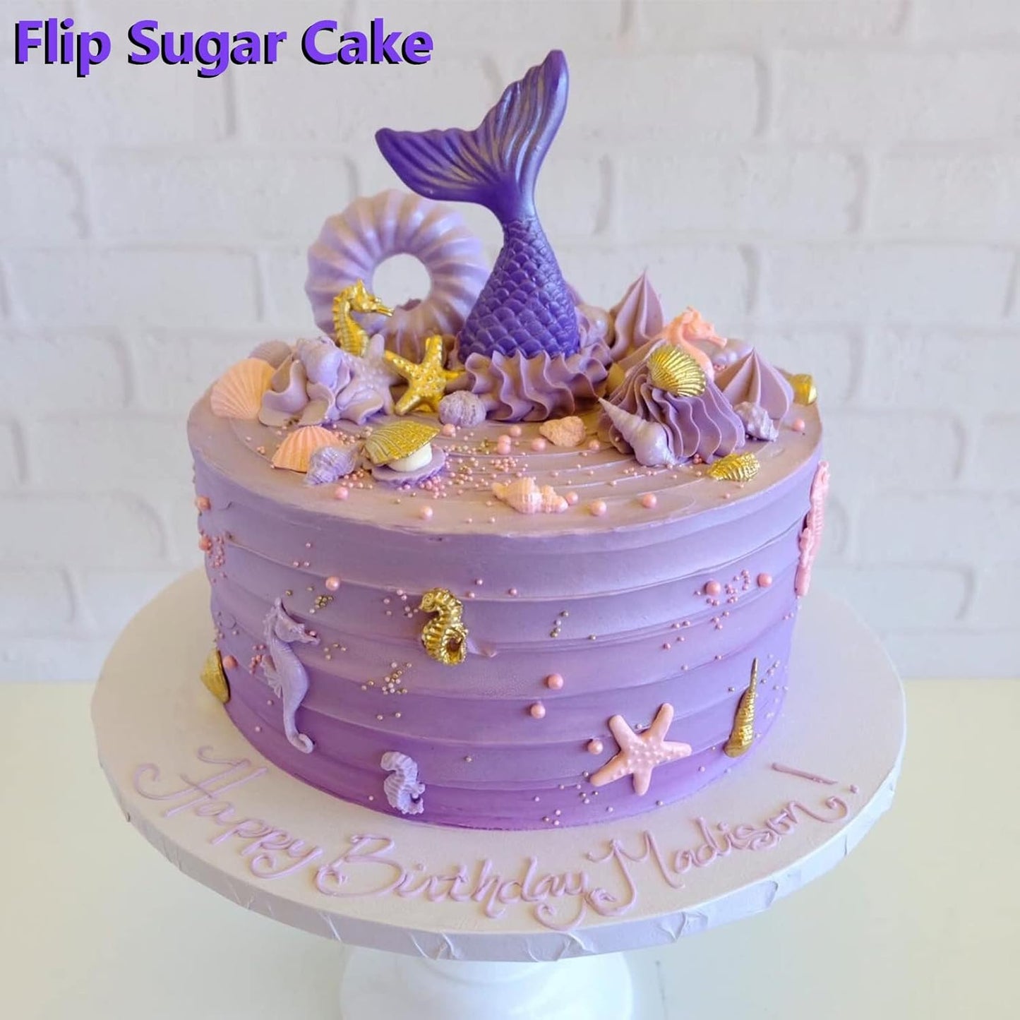 Sakolla Marine Theme Fondant Molds, 4 PCS Mermaid Tail Seashell Conch Starfish Baking Silicone Molds for Cake Decoration Chocolate Soap Crafting