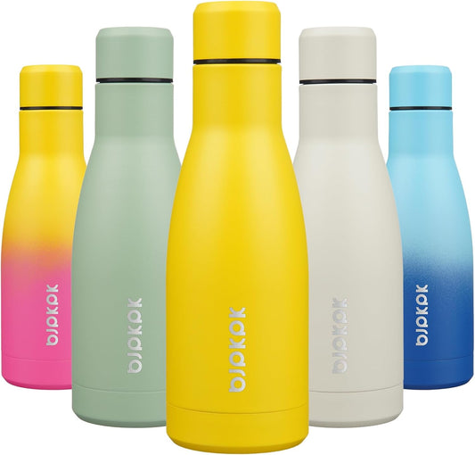 BJPKPK 12oz Water Bottles Stainless Steel Double Wall Vacuum Insulated Small Water Bottles for Travel,Yellow