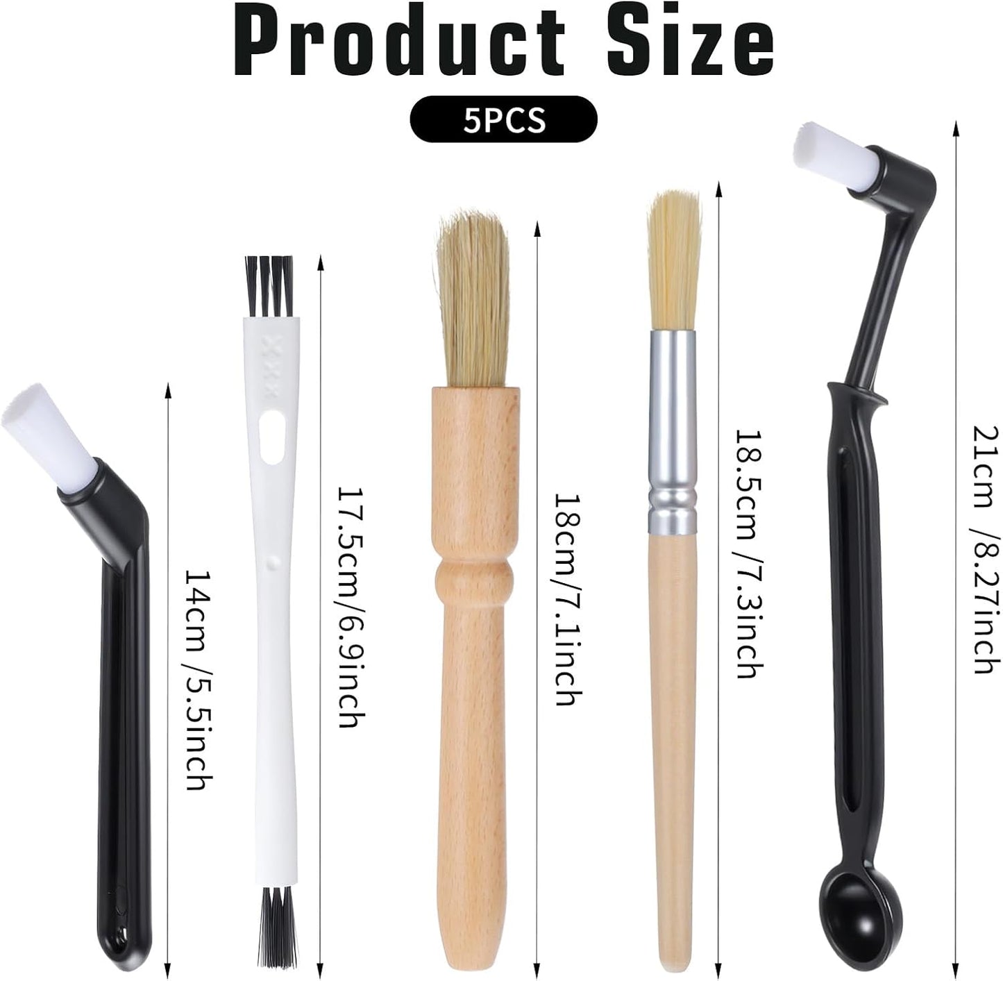5 Pcs Coffee Grinder Brush Group Head Brush Brushes Kit Nylon Machine Cleaning Brushes Wooden for Coffee Machine