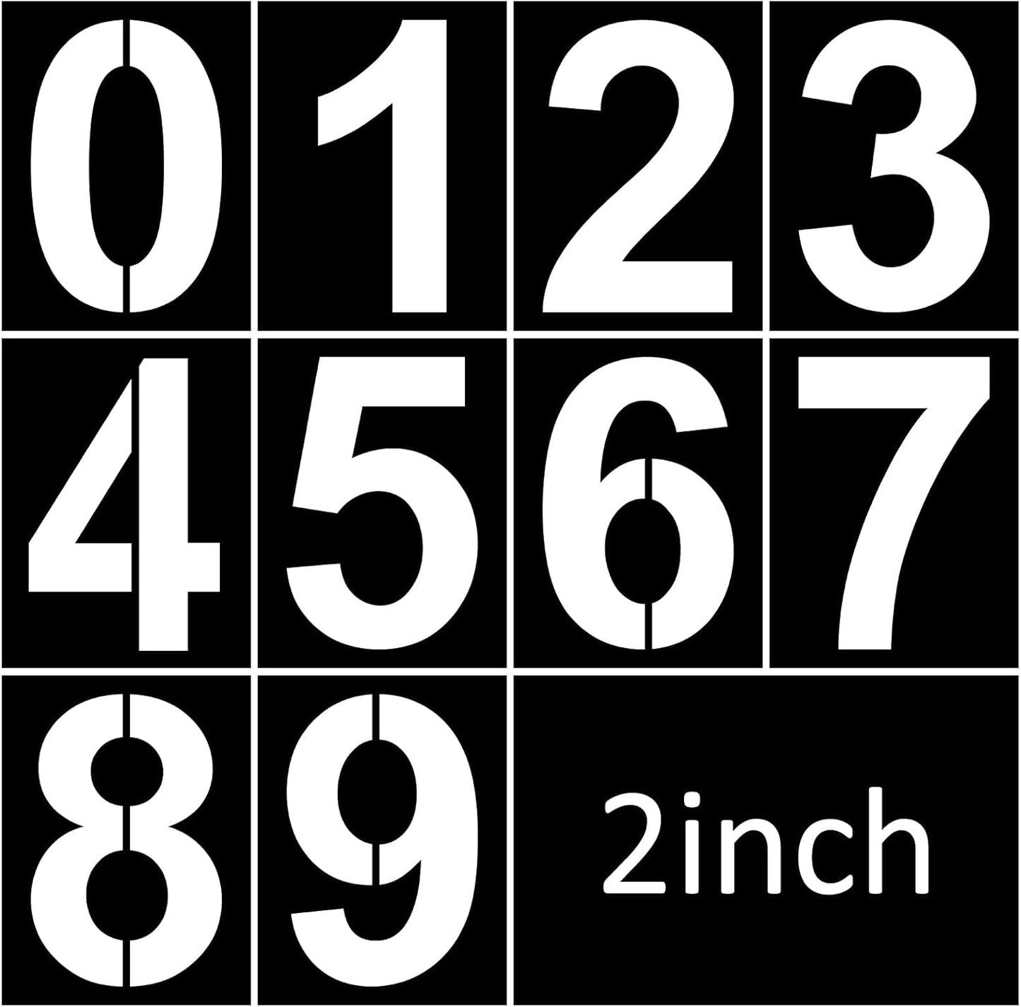 2 Inch Plastic Number Stencils - Reusable Digital Templates for Cake, Address, Painting