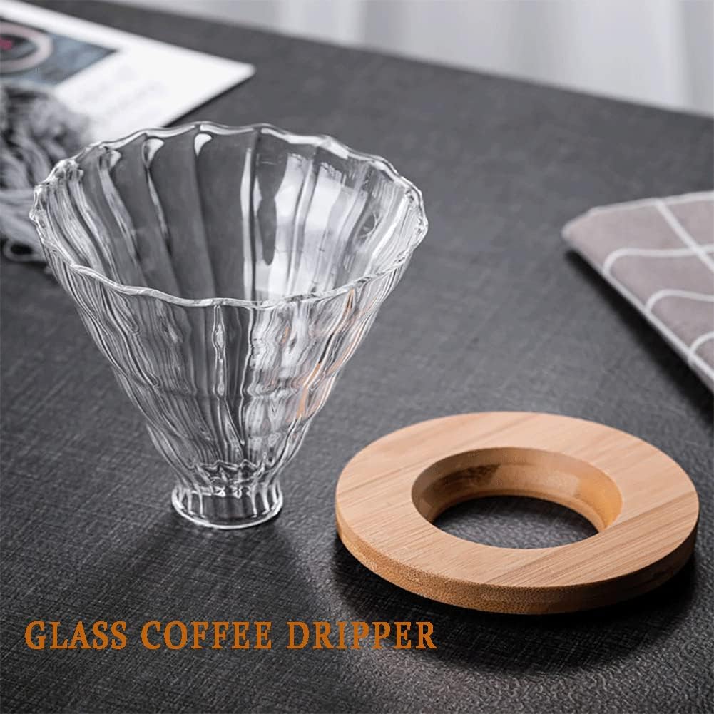 Pour Over Coffee Maker - 10 OZ /300ML Glass Carafe Coffee Server with Glass Coffee Dripper/Filter, Drip Coffee Maker Set for Home or Office, 1-2 Cups