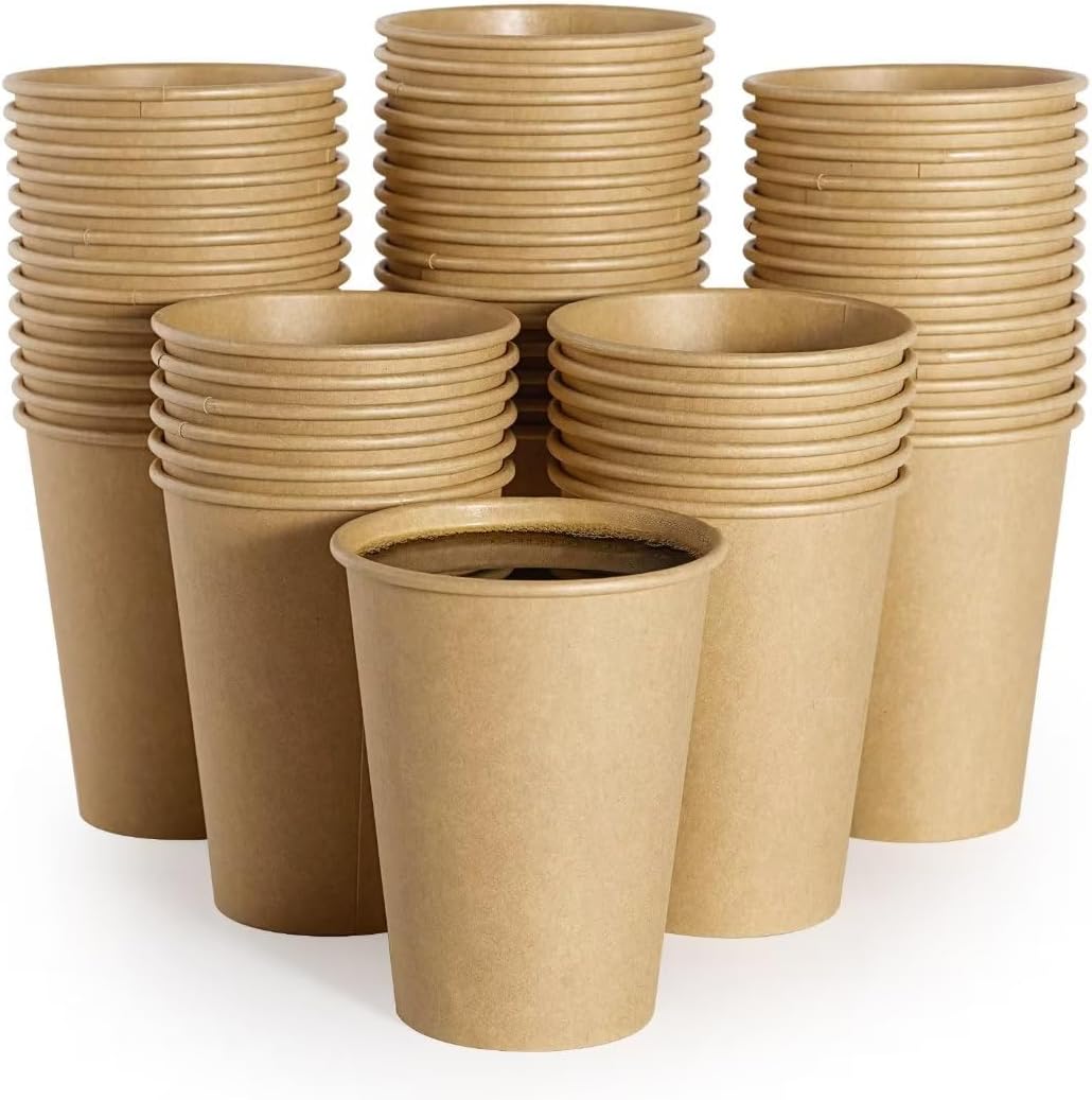 LITOPAK 240 Pack 12 oz Paper Cups, Kraft Hot Coffee Cups, Beverage Disposable Drinking Cups, Hot Coffee Cups, Paper Coffee Cups for Water, Coffee, Juice, and Tea
