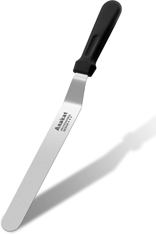 Anaeat Icing Spatula, Professional Cake Angled Offset Spatula with 12" Stainless Steel Blade - Thickened Frosting Knife with Durable Plastic Handle for Cake Decorating, Pastry & Baking