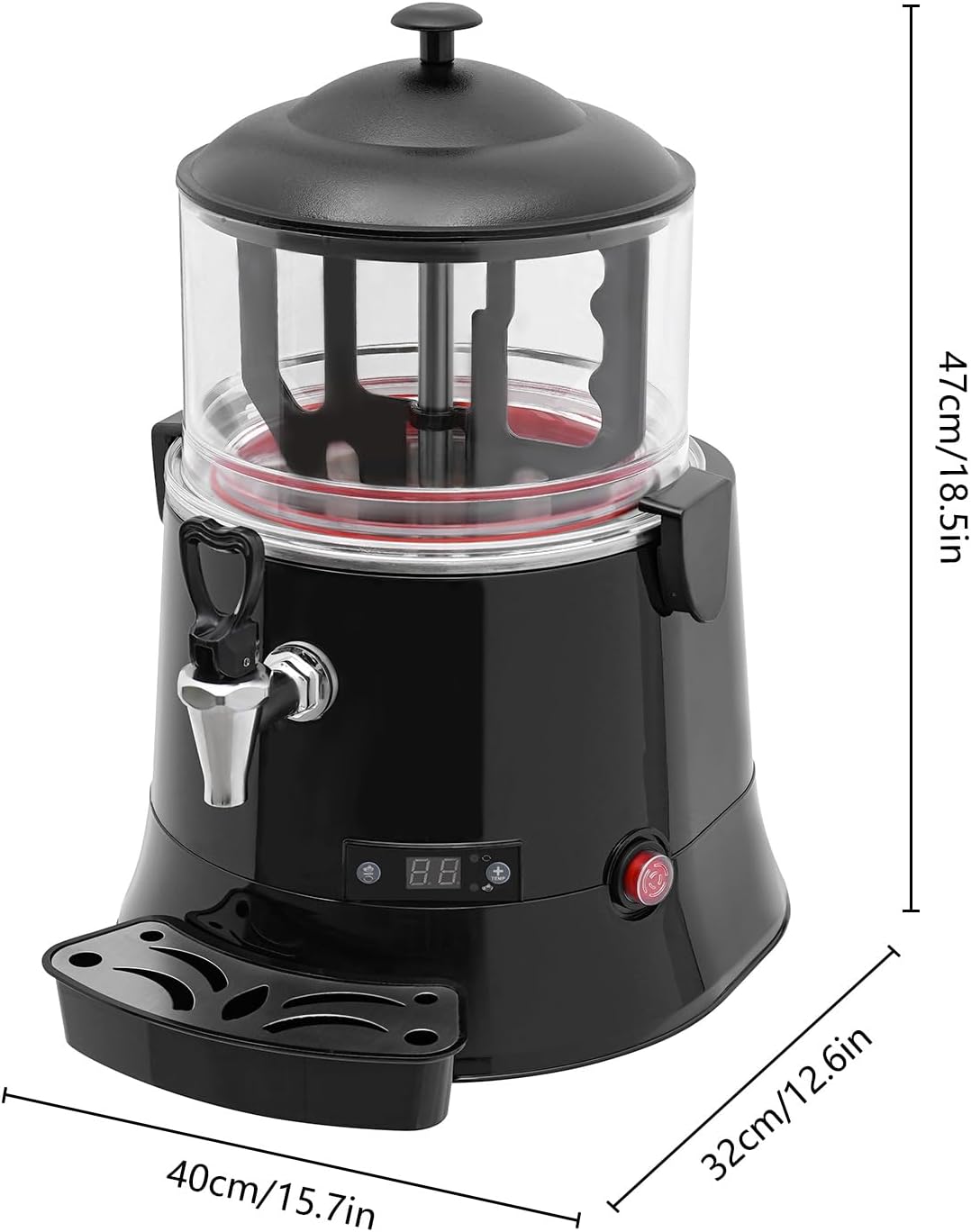 Hot Chocolate Maker Machine, 400W 5L/1.3Gal Electric Stainless Steel Hot Chocolate Dispenser Melting Machine, Commercial Beverage Warmer Coffee Maker for Kitchen Party, Black