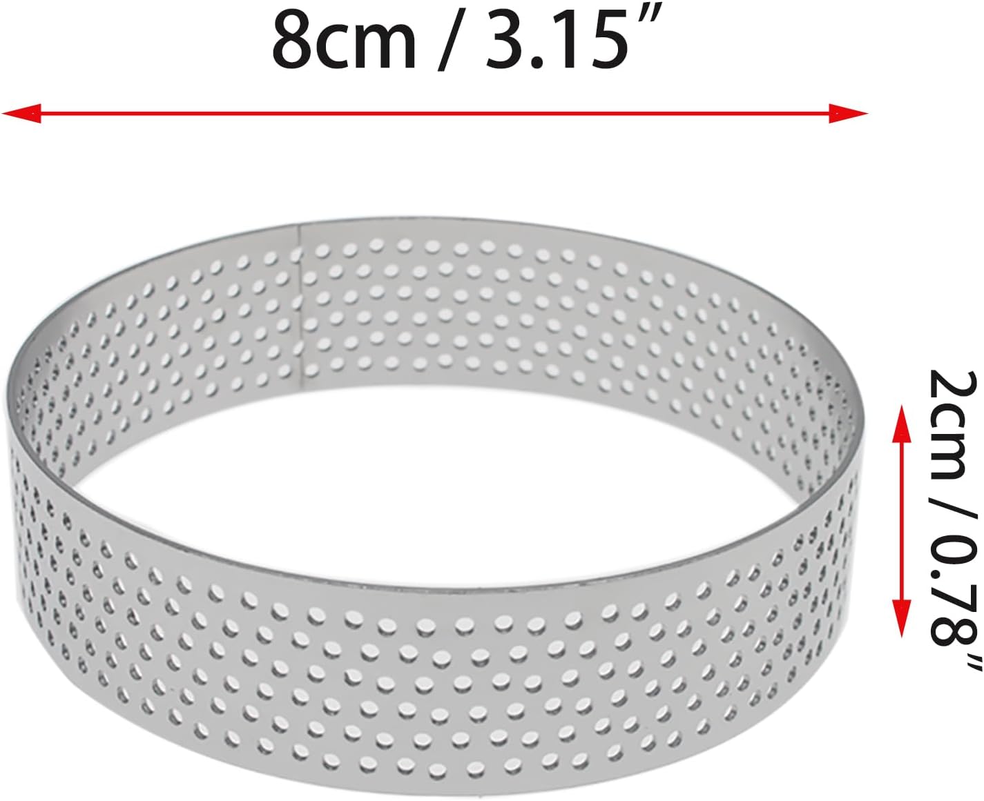 4 Pcs Perforated Tart Rings for Baking 3.15" Cake Mousse Ring Stainless Steel Circle Tartlet Molds