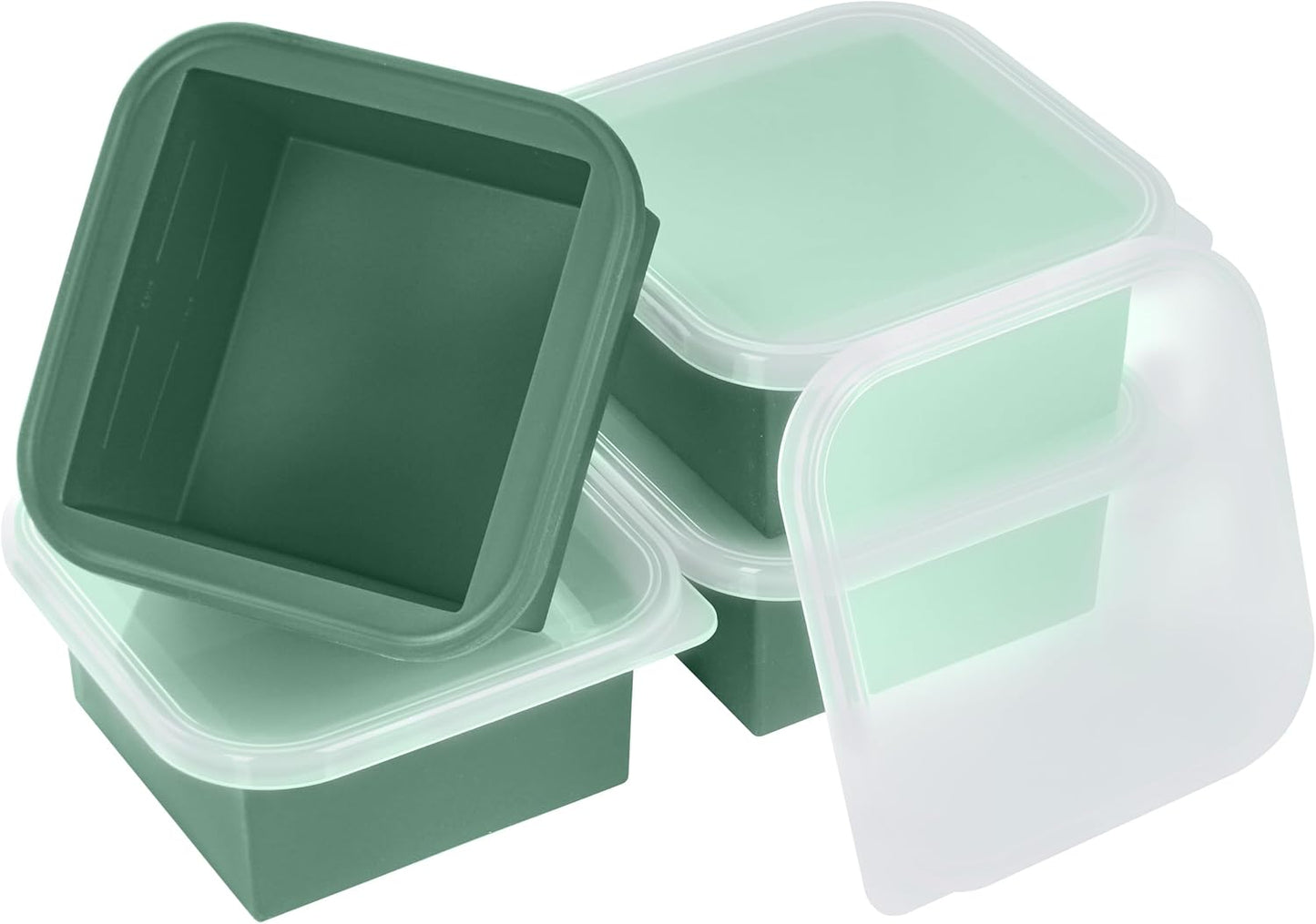2-Cup Silicone Freezer Trays with Lids – Perfect for Meal Prep, Portion Control, and Easy Freezing-Meal Prep Container Molds for Soup,Leftovers (Green, 4 pack)