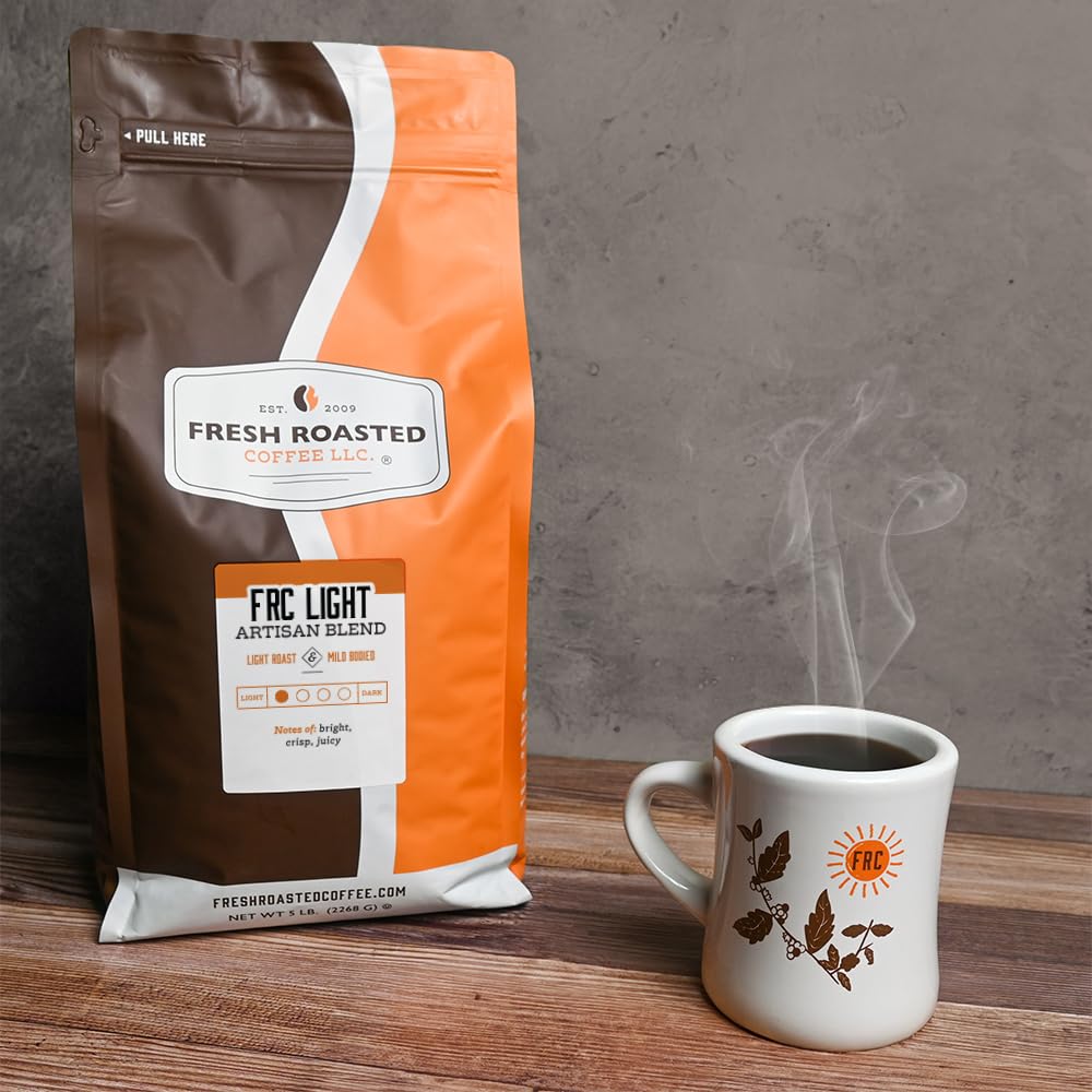 Fresh Roasted Coffee, FRC Light Roast Blend, 5 lb (80 oz), Kosher, Ground
