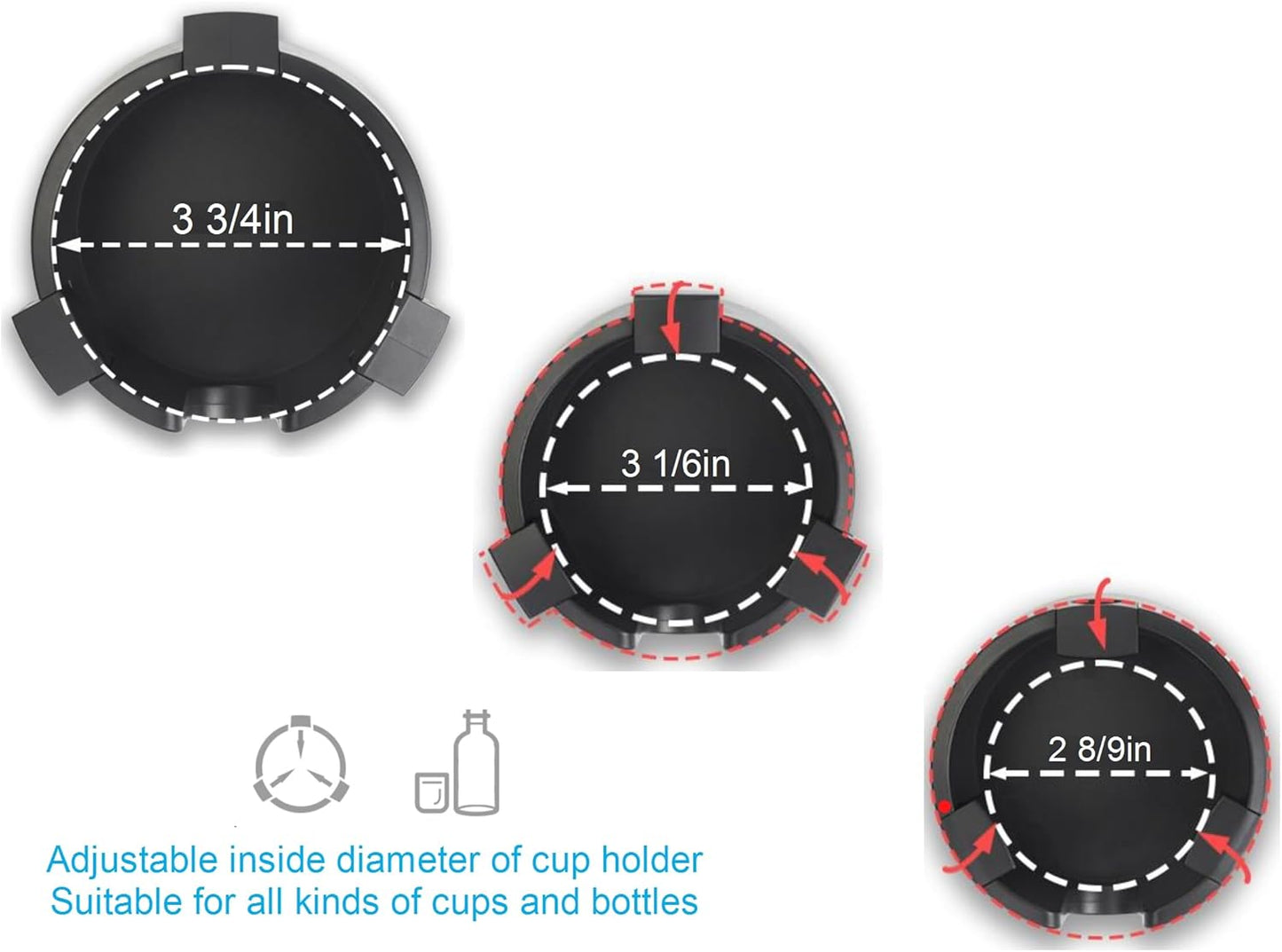 Horizontal Mounting Magnetic Cup Holder, Suitable for Tractor Lawn Mower Forklift Treadmill and Other Iron Products, Fits Mugs Cans Glass Bottles Thermos, Adjustable Anti-Spill Cup Holder, Black