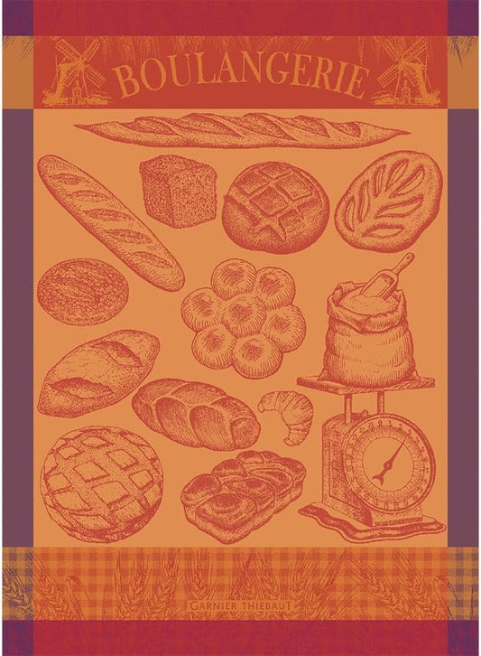 Garnier Thiebaut Boulangerie Moulin Ambre (Moulin Amber Bakery) French Kitchen Towel 22"x30", Cotton, Jacquard
