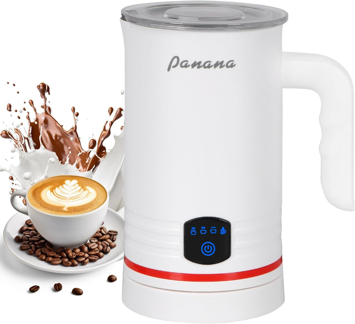 Electric Milk Frother, 4 in 1 Milk Steamer, 14.5oz/430ml Automatic Warm and Cold Foam Maker for Coffee,Latte, Cappuccino, Macchiato, Hot Chocolate (White)