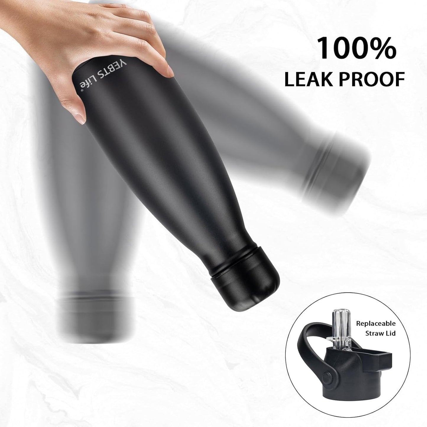 Insulated Water Bottle, 2 Pack-12oz Stainless Steel Water Bottles with straw lid, Metal Sports Water Bottles for Boys,Girls, Double Wall Vacuum BPA-Free Flask for School, Sports (Black-yellow)