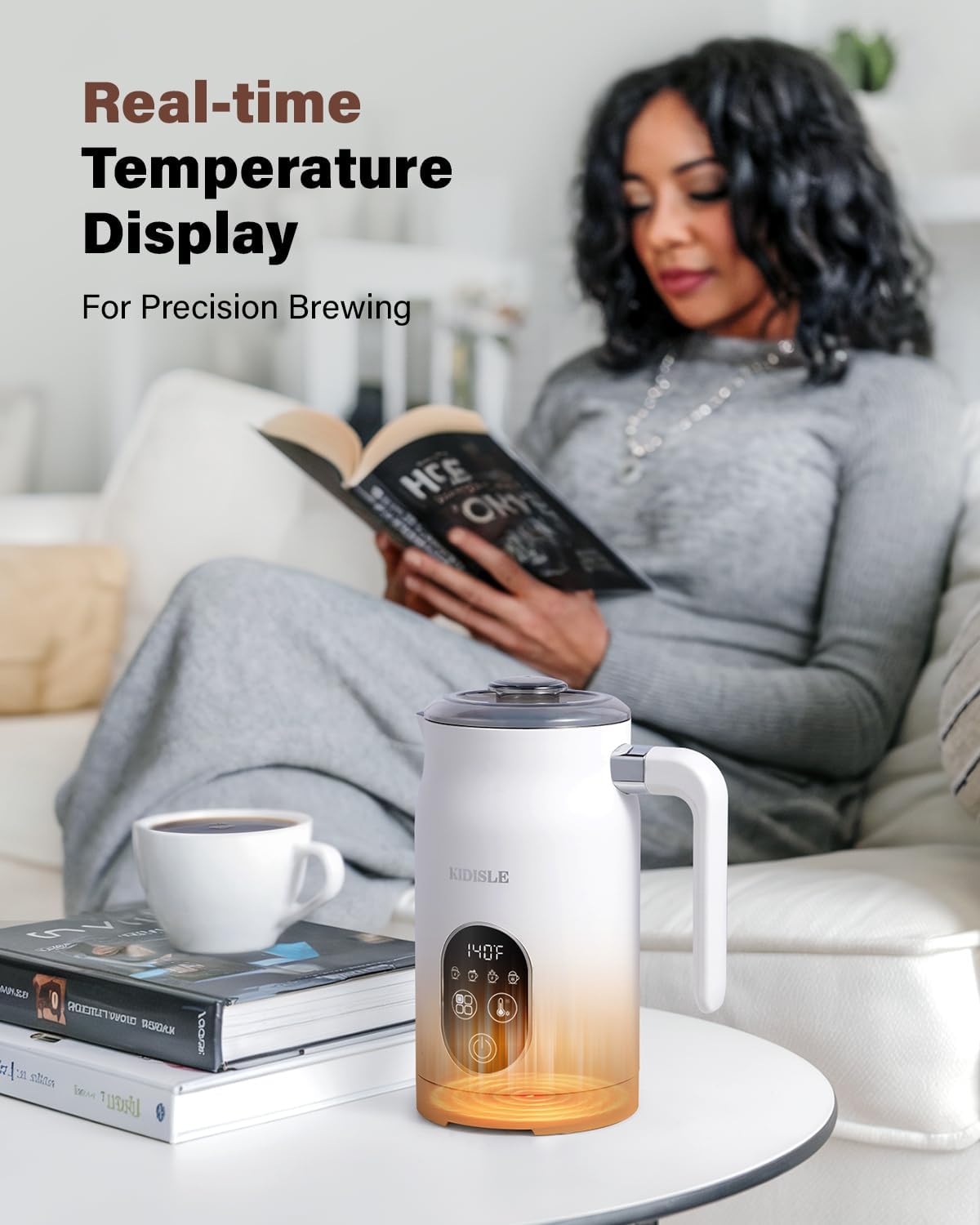 4-in-1 Electric Milk Frother and Steamer with Auto Temperature Control, Warm & Cold Foam Maker, Fast Frother for Coffee, Latte, Hot Chocolate, Cappuccino, Macchiato, White