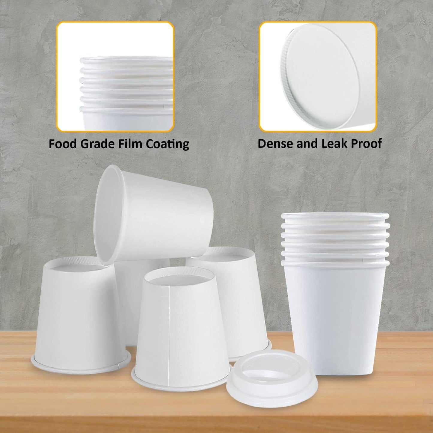 Smygoods White Disposable Paper Coffee Cups with Lids (4 OZ, 25 Count) For Hot Beverages, Tea, Espresso, Cocoa - To Go Drink Containers, Café & Office