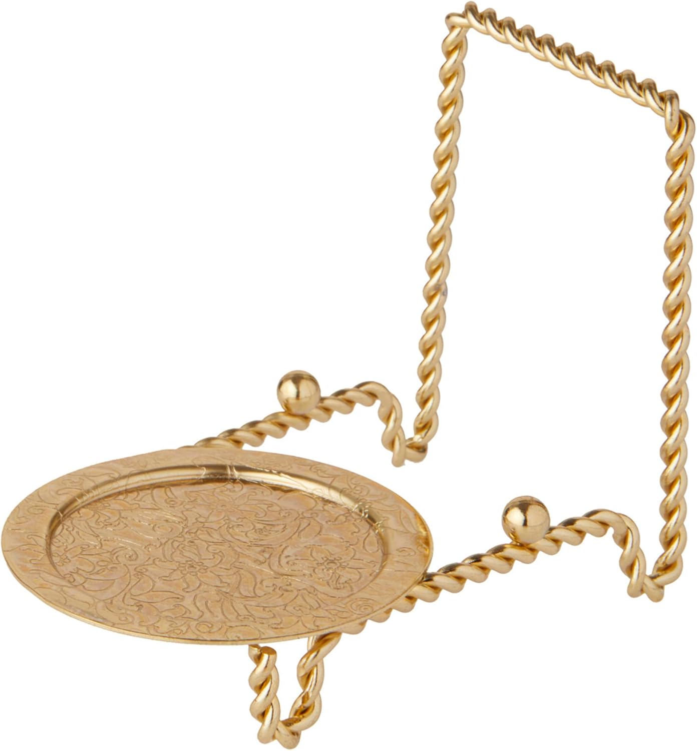 Bard's Ornate Twisted Shiny Gold-toned Cup and Saucer Stand, 3" H x 2.75" W x 4" D